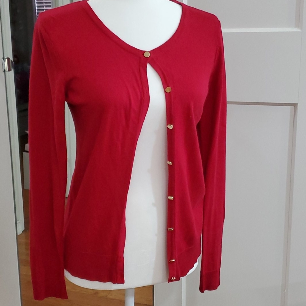 Red cardigan
